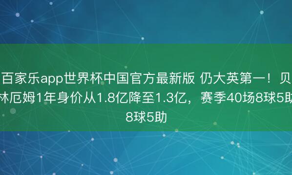 百家乐app世界杯中国官方最新版 仍大英第一！贝林厄姆1年身价从1.8亿降至1.3亿，赛季40场8球5助